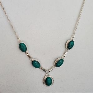 Santa Fe Turquoise 925 Silver Station Necklace Artisan-Created (New)